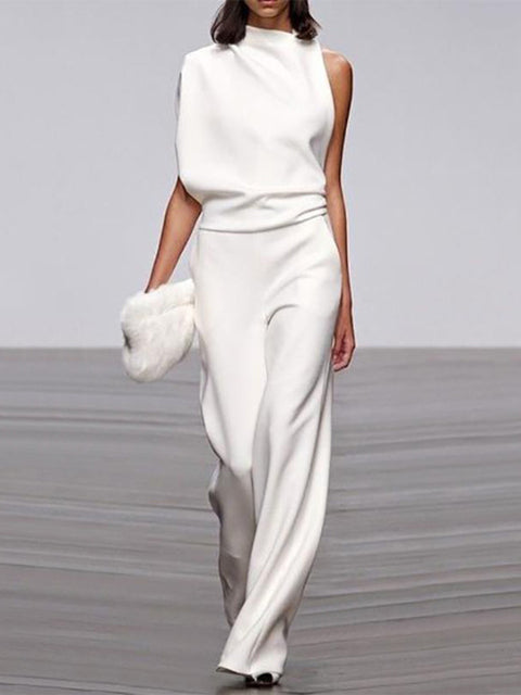 Mira mouwloze jumpsuit met wijde pijpen
