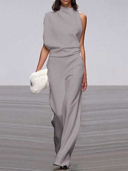 Mira mouwloze jumpsuit met wijde pijpen