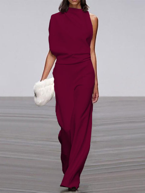 Mira mouwloze jumpsuit met wijde pijpen