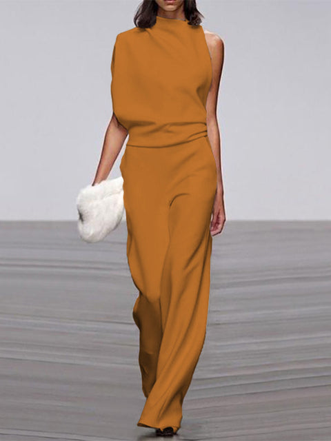 Mira mouwloze jumpsuit met wijde pijpen