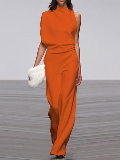 Mira mouwloze jumpsuit met wijde pijpen