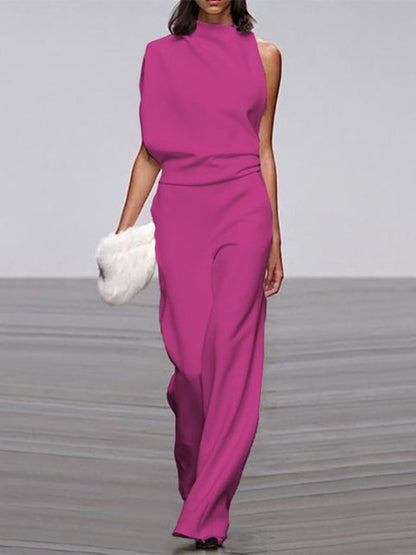 Mira mouwloze jumpsuit met wijde pijpen