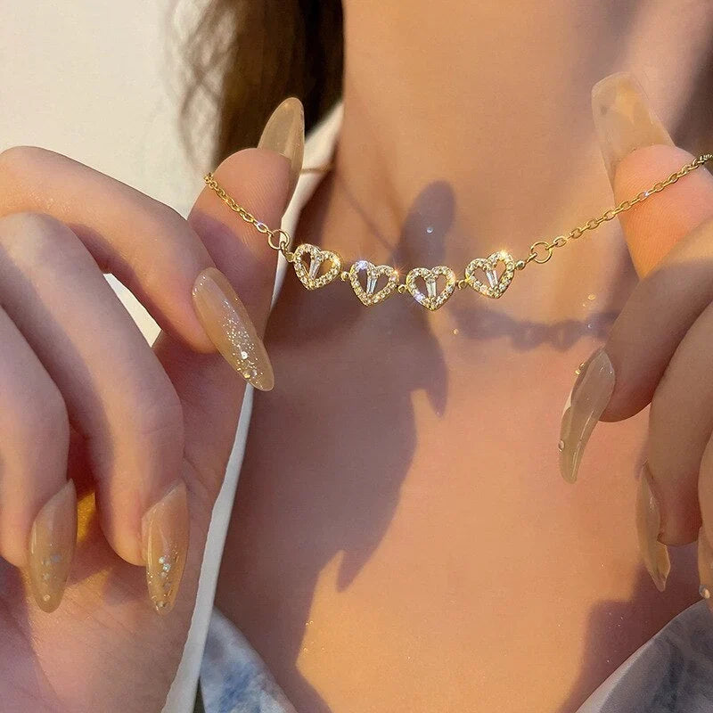 LuxeLiefde magnetische hartvormige klaver ketting