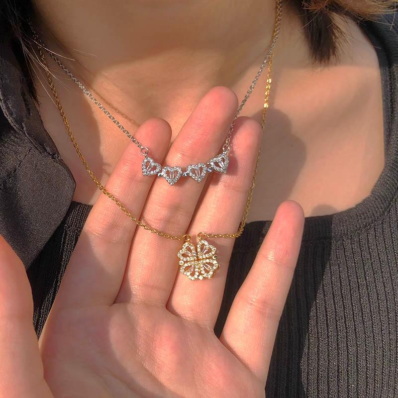 LuxeLiefde magnetische hartvormige klaver ketting