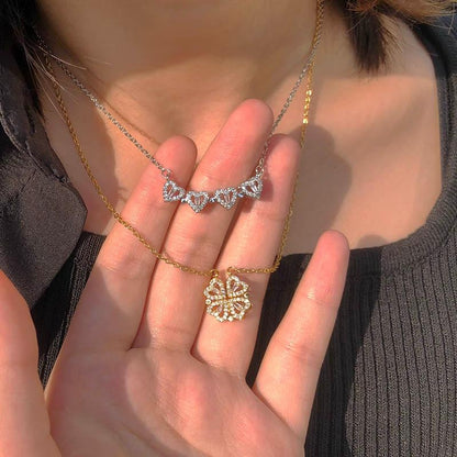 LuxeLiefde magnetische hartvormige klaver ketting