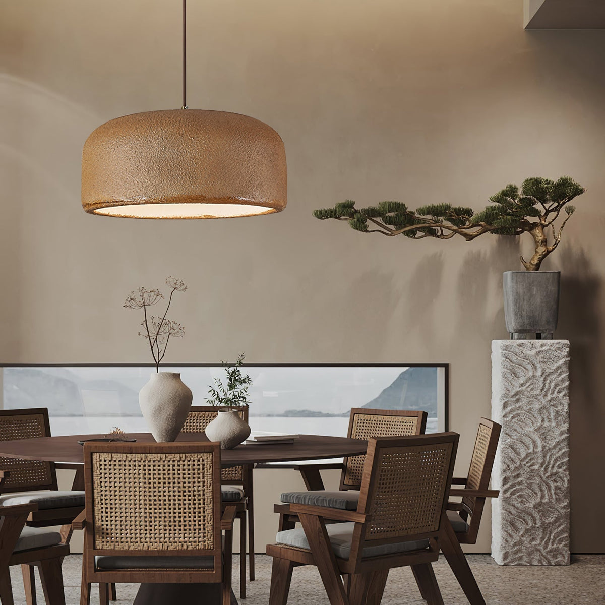 Organische Japandi resin hanglamp