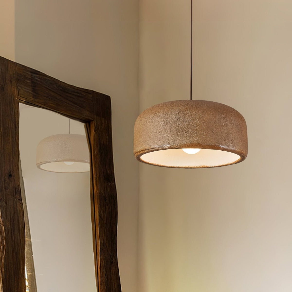 Organische Japandi resin hanglamp