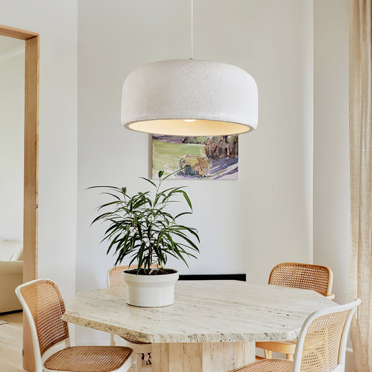 Organische Japandi resin hanglamp
