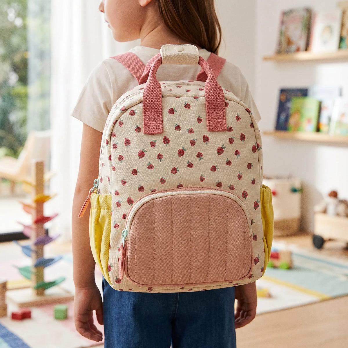 Pipknap kinderrugzak met aardbeienprint