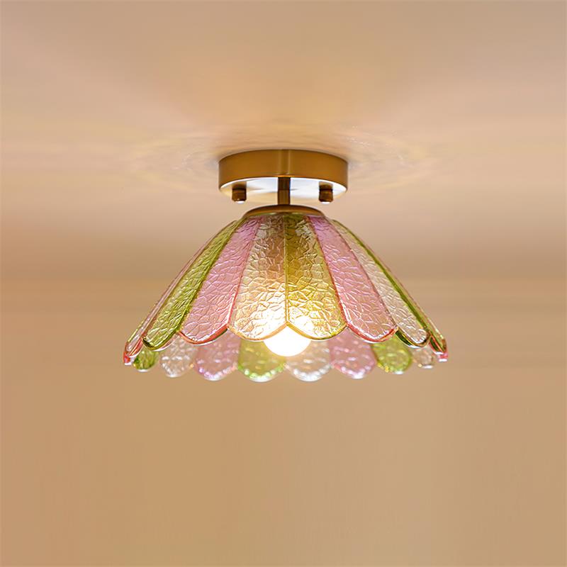 Glazen Plafondlamp Bloemvorm Vintage