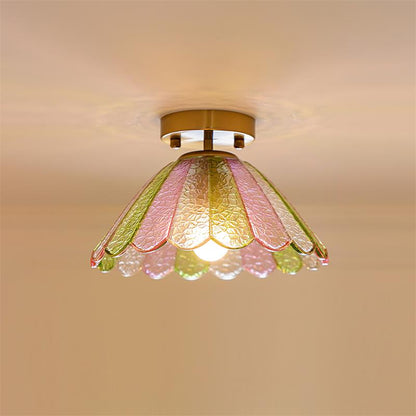 Glazen Plafondlamp Bloemvorm Vintage