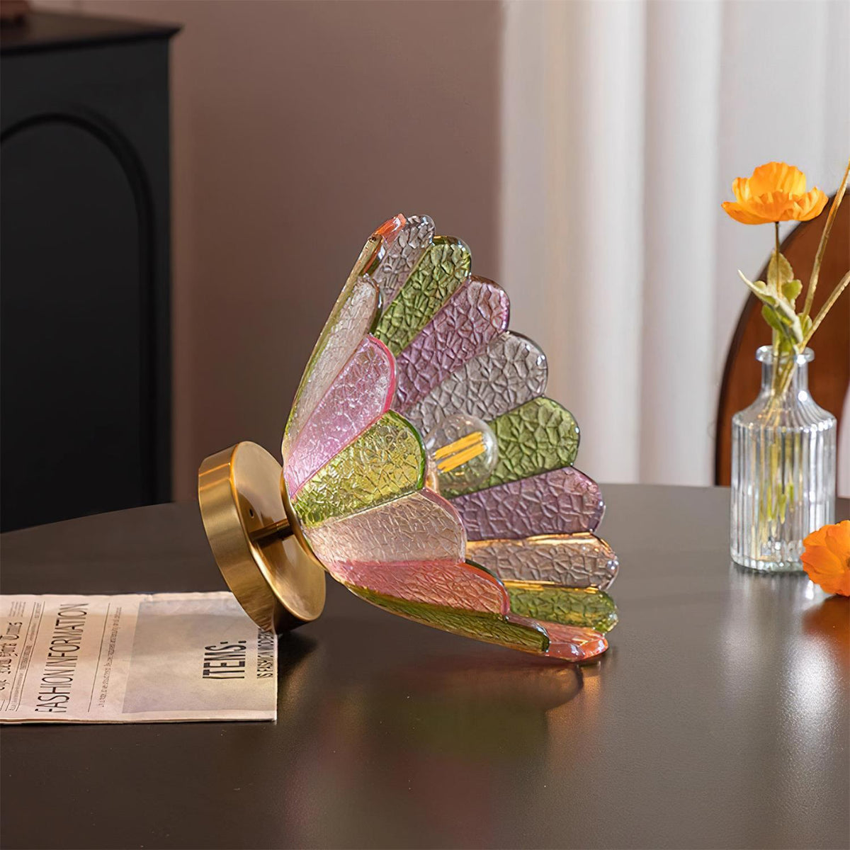 Glazen Plafondlamp Bloemvorm Vintage
