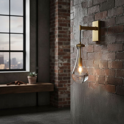 Messing Glazen Druppel Wandlamp