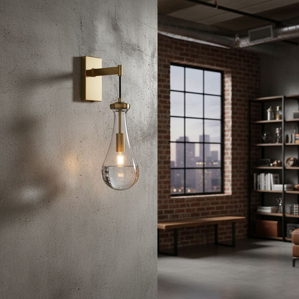 Messing Glazen Druppel Wandlamp