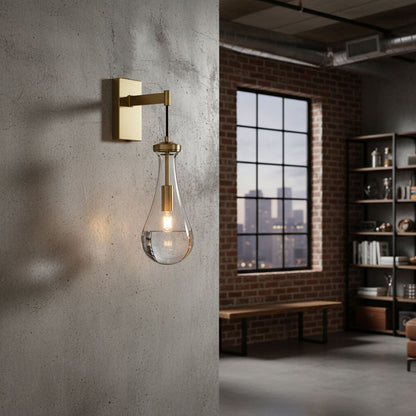 Messing Glazen Druppel Wandlamp