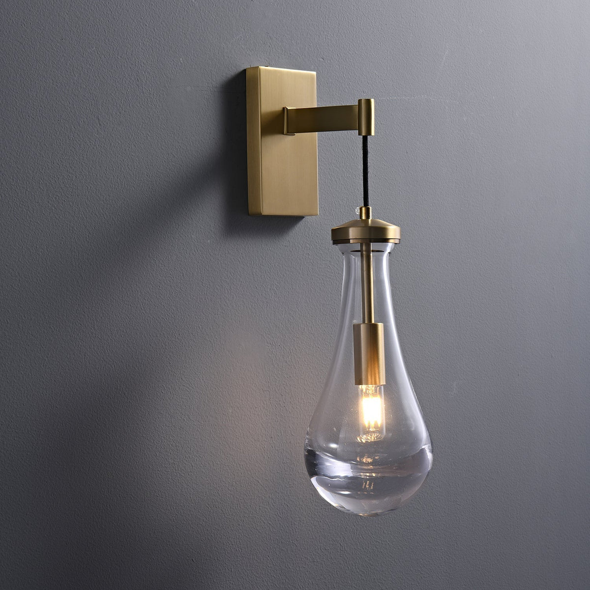Messing Glazen Druppel Wandlamp