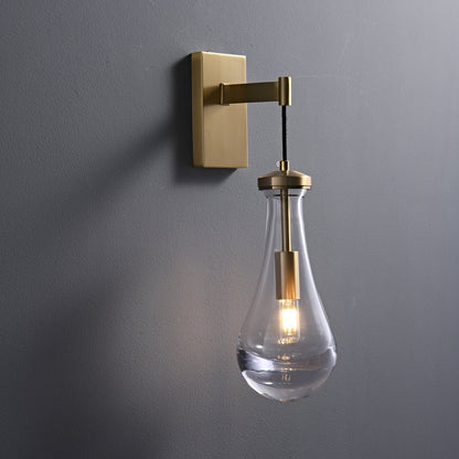 Messing Glazen Druppel Wandlamp
