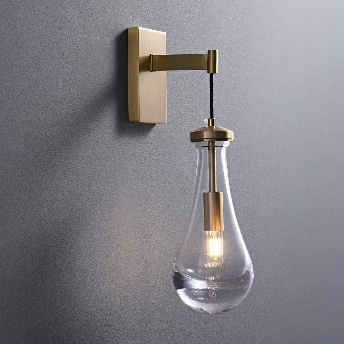 Messing Glazen Druppel Wandlamp