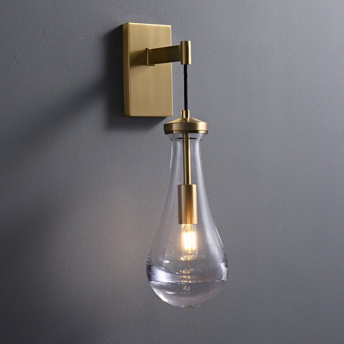 Messing Glazen Druppel Wandlamp