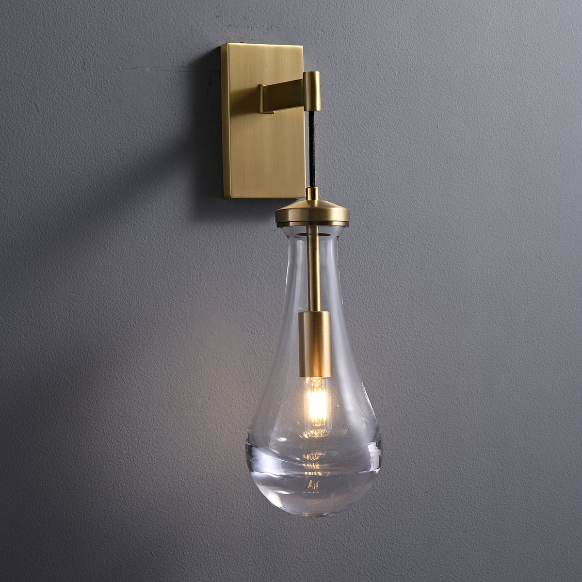 Messing Glazen Druppel Wandlamp