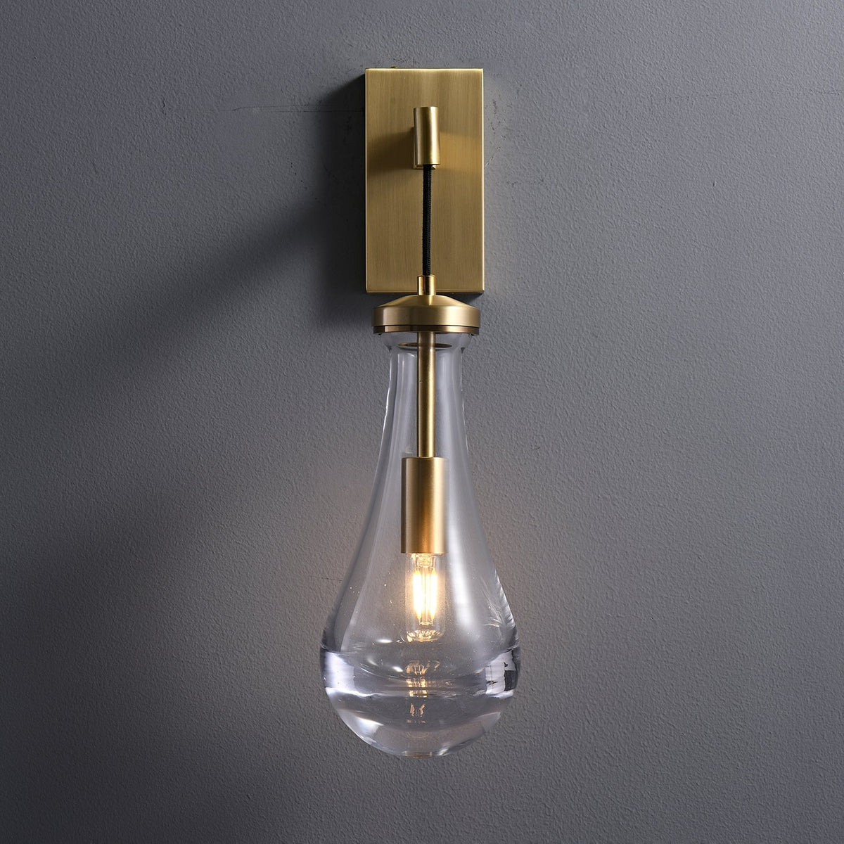 Messing Glazen Druppel Wandlamp