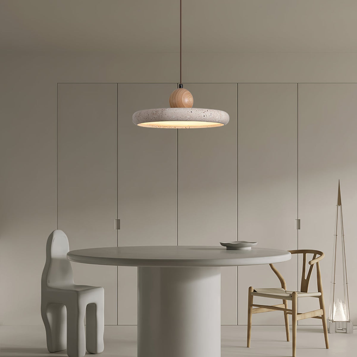 SMD Living travertin en houten hanglamp