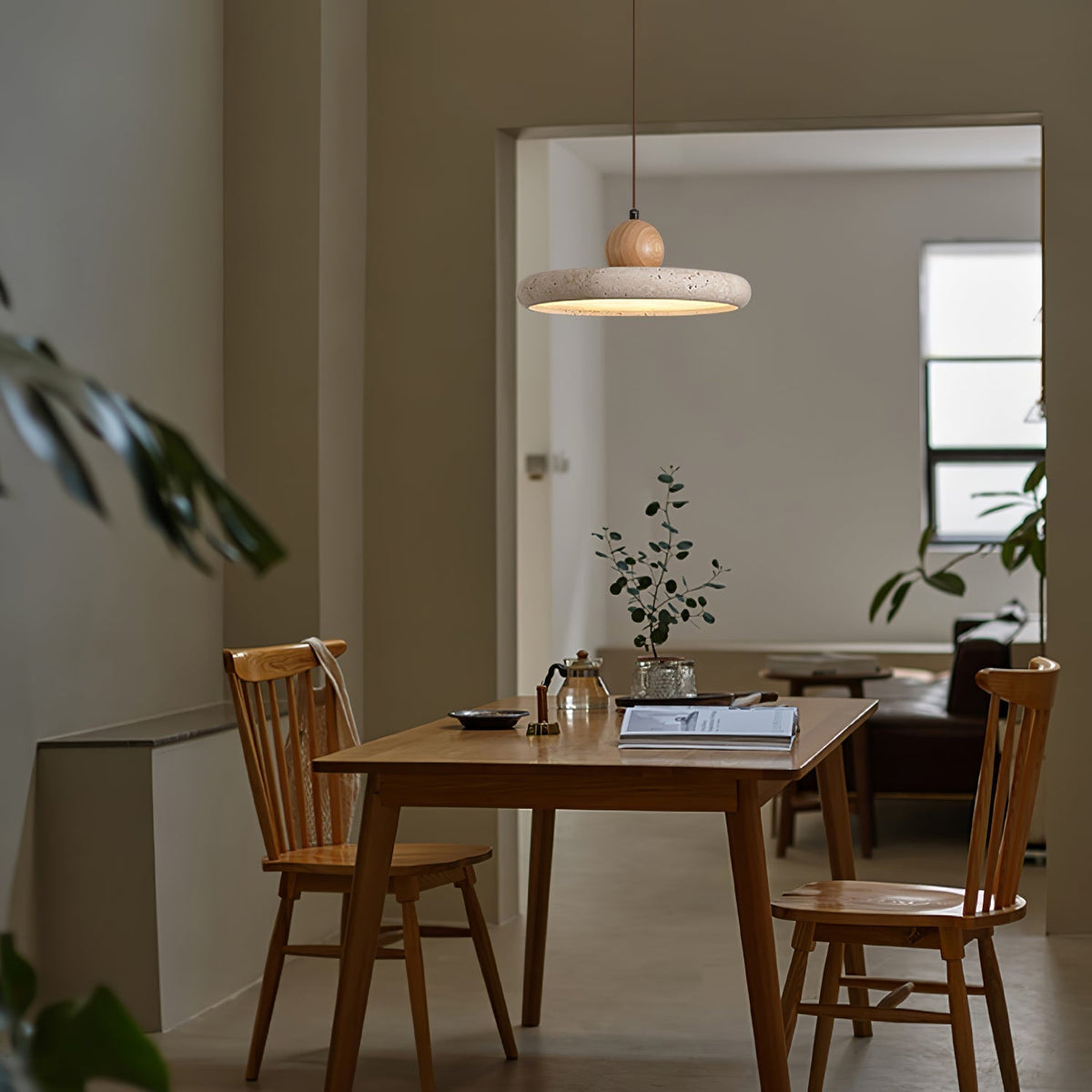 SMD Living travertin en houten hanglamp