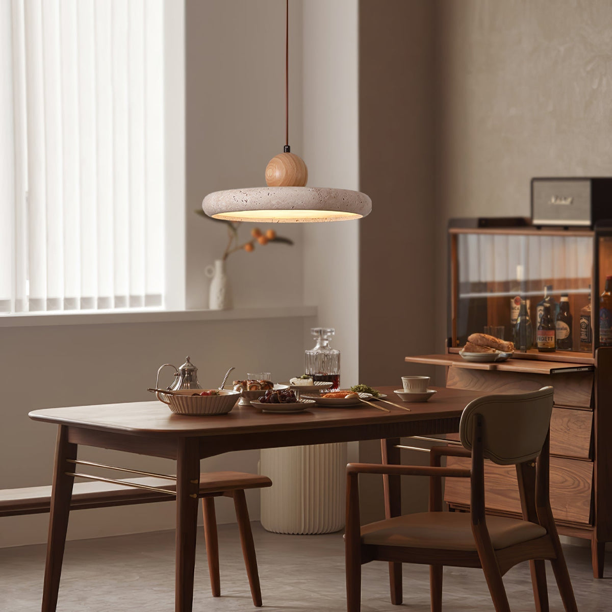 SMD Living travertin en houten hanglamp