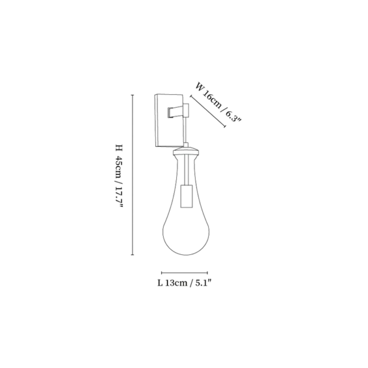 Messing Glazen Druppel Wandlamp