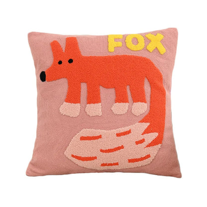 Geborduurde dieren kussensloop 45x45 cm