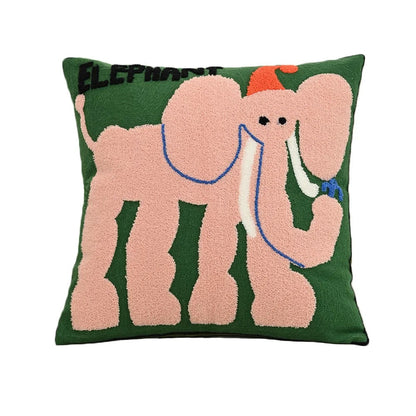 Geborduurde dieren kussensloop 45x45 cm