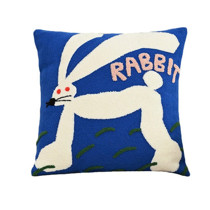 Geborduurde dieren kussensloop 45x45 cm