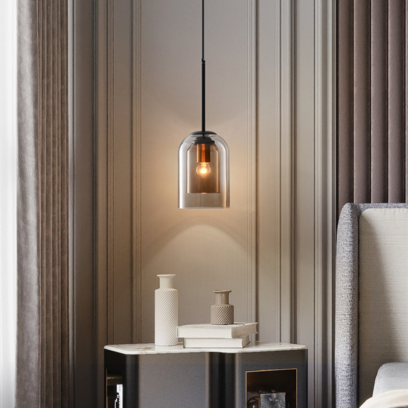 Mid-Century dubbel glas hanglamp