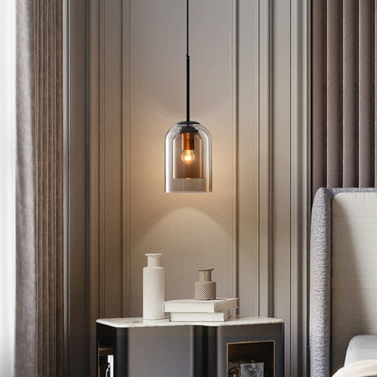 Mid-Century dubbel glas hanglamp