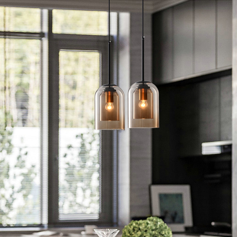 Mid-Century dubbel glas hanglamp