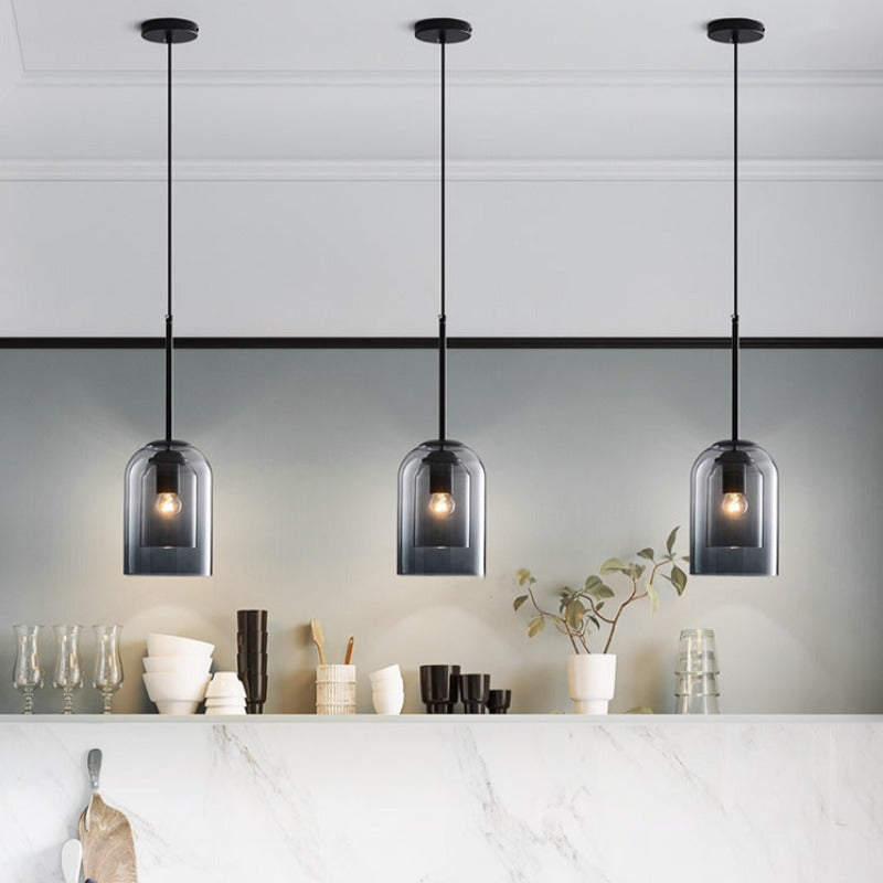 Mid-Century dubbel glas hanglamp