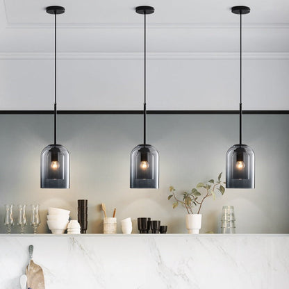 Mid-Century dubbel glas hanglamp