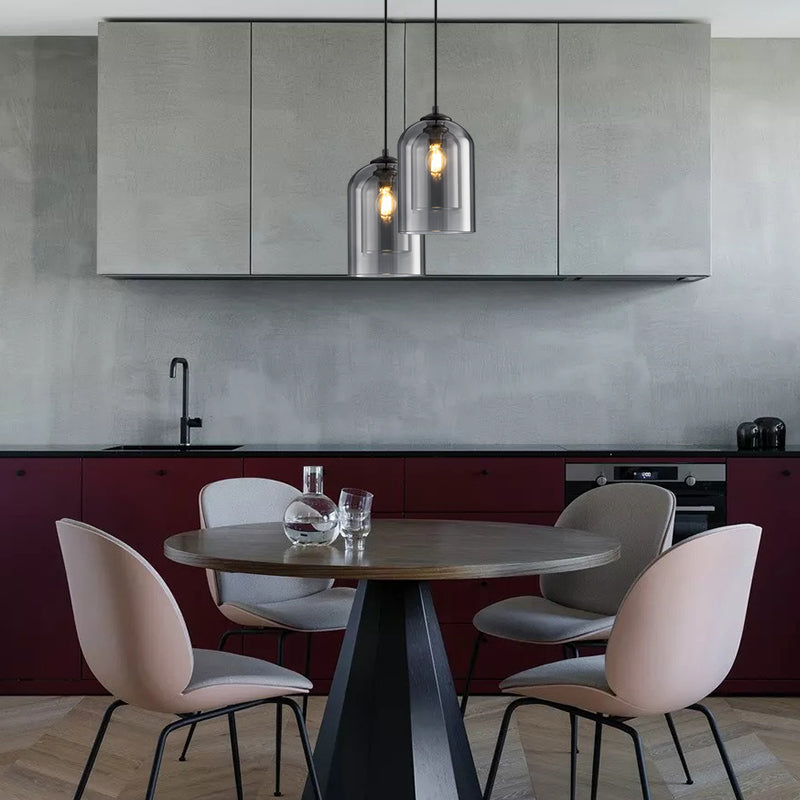 Mid-Century dubbel glas hanglamp