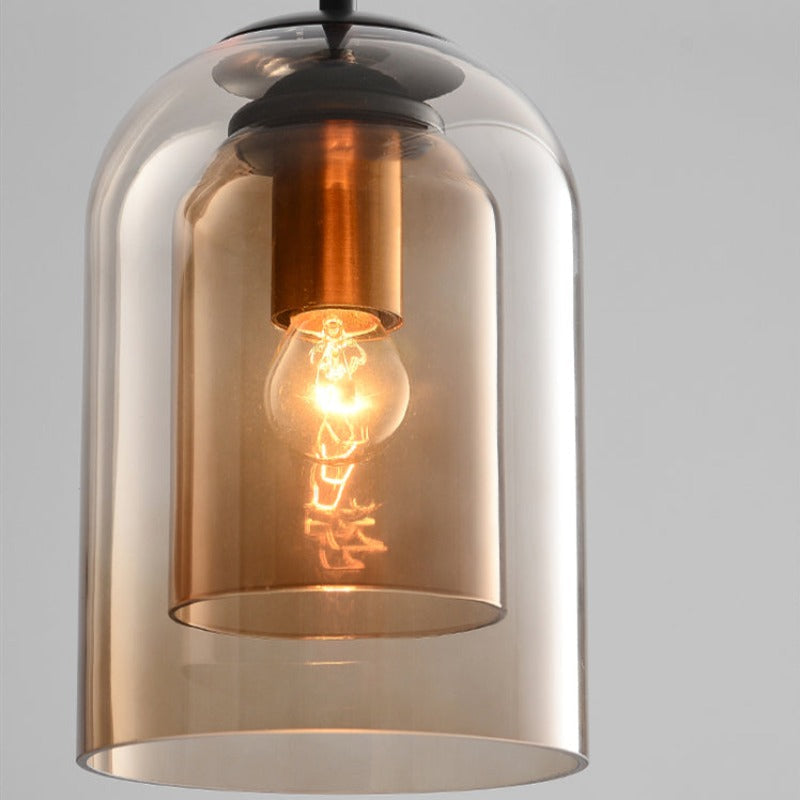 Mid-Century dubbel glas hanglamp
