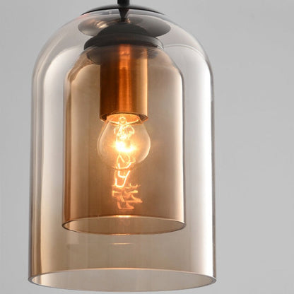 Mid-Century dubbel glas hanglamp