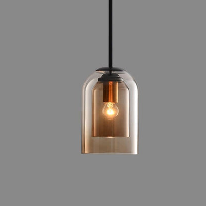 Mid-Century dubbel glas hanglamp