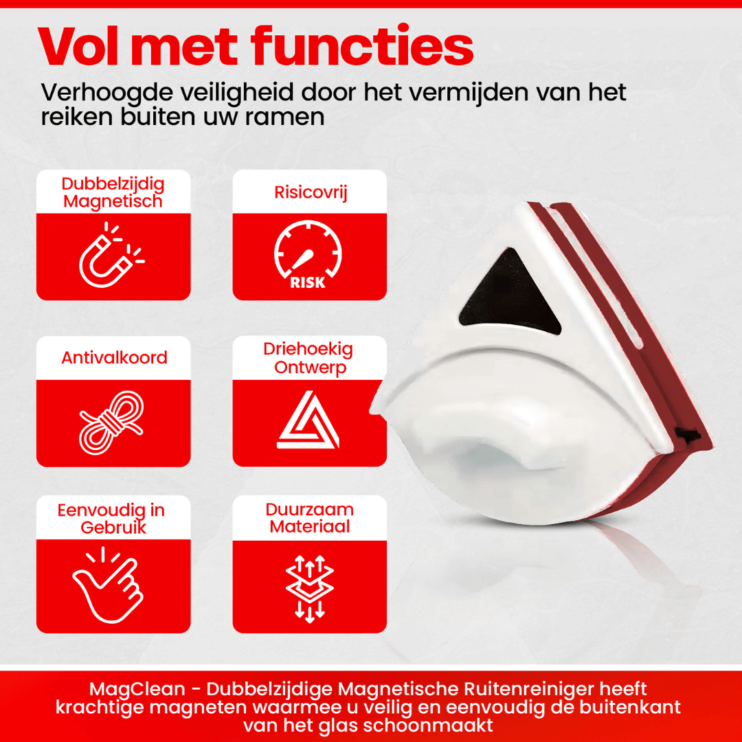MagClean dubbelzijdige magnetische ruitenreiniger
