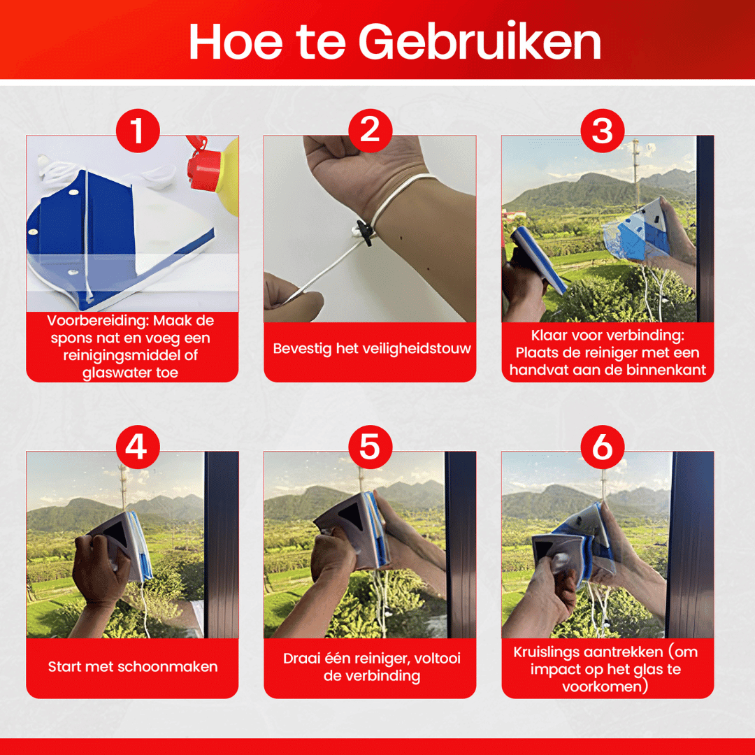 MagClean dubbelzijdige magnetische ruitenreiniger