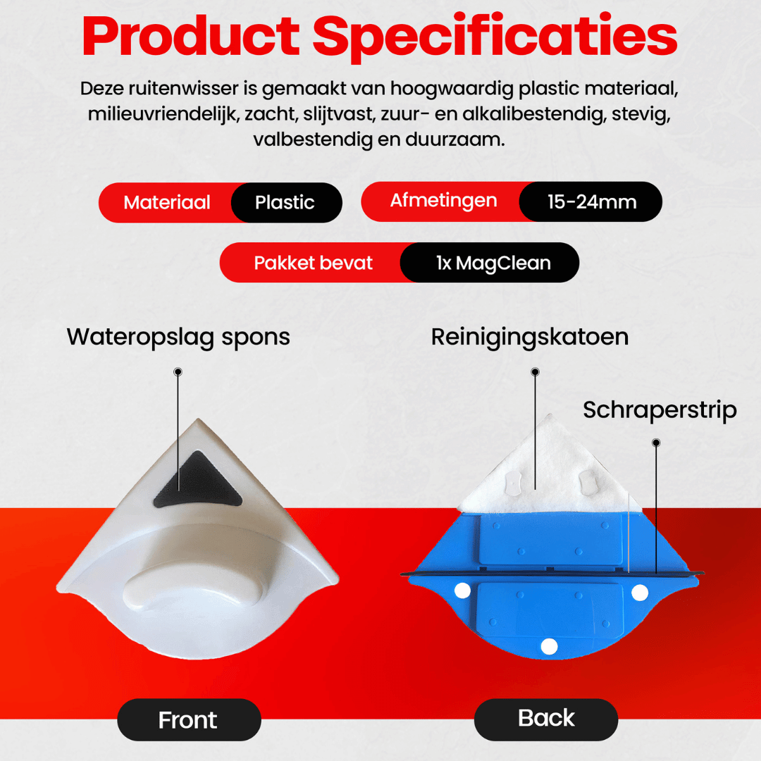 MagClean dubbelzijdige magnetische ruitenreiniger