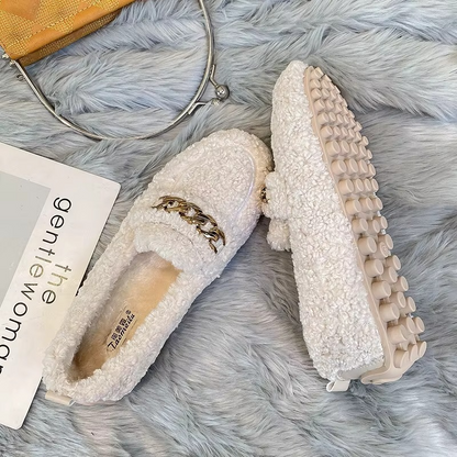 Luxe dames pantoffels met goudkleurige ketting