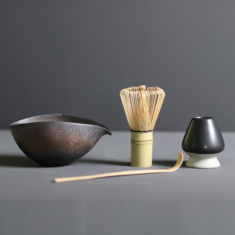 Bamboe en keramiek 4-delige matcha set