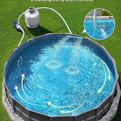 Meerkleurige zwembadfontein op zonne-energie