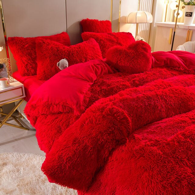 Zachte Fleece Bedset met Hartkussen