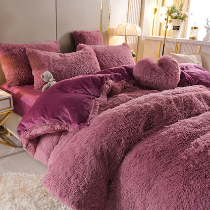 Zachte Fleece Bedset met Hartkussen
