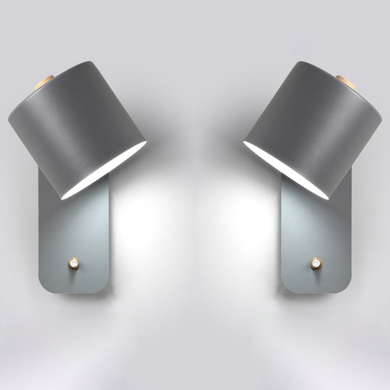 Moderne metalen led-wandlamp met schakelaar